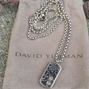 Black diamond David yurman dogtag necklace